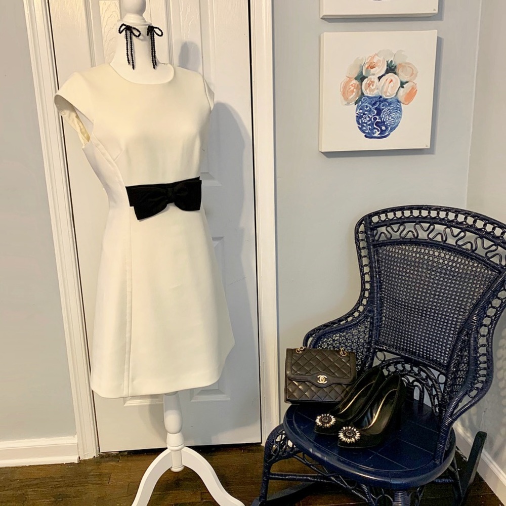 Kate Spade Crepe Bow Dress Cream sz 6
